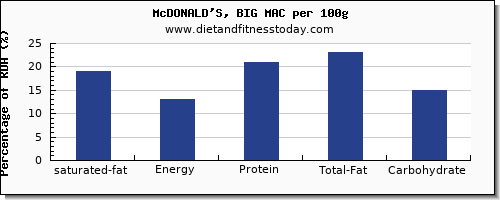 saturated fat and nutrition facts in a big mac per 100g